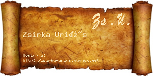 Zsirka Uriás névjegykártya